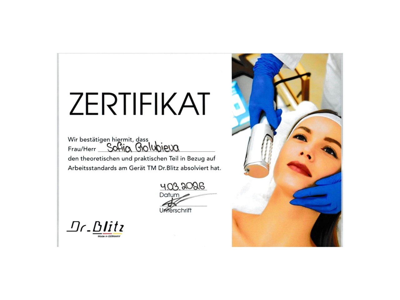 Dr. Blitz Zertifikat