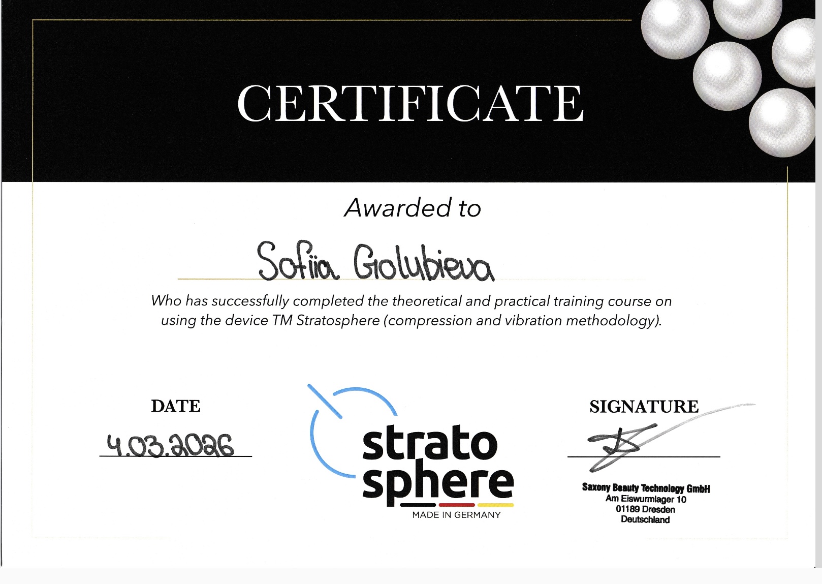 Stratosphere Zertifikat